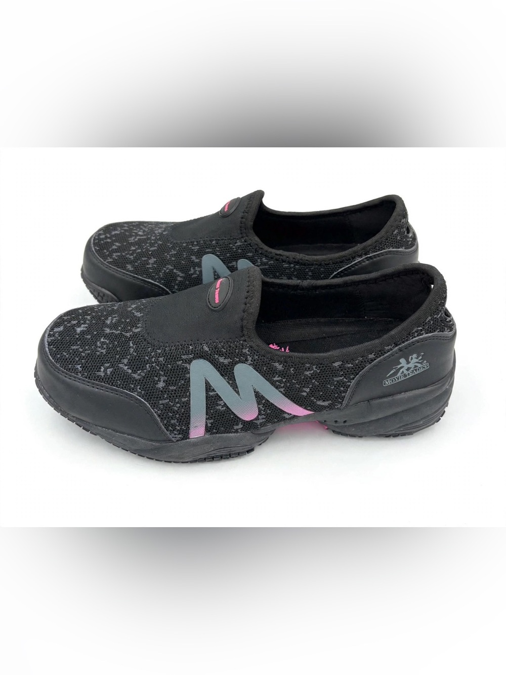 Women's Black Slip-On Athletic Shoe with Pink Gradient Accent